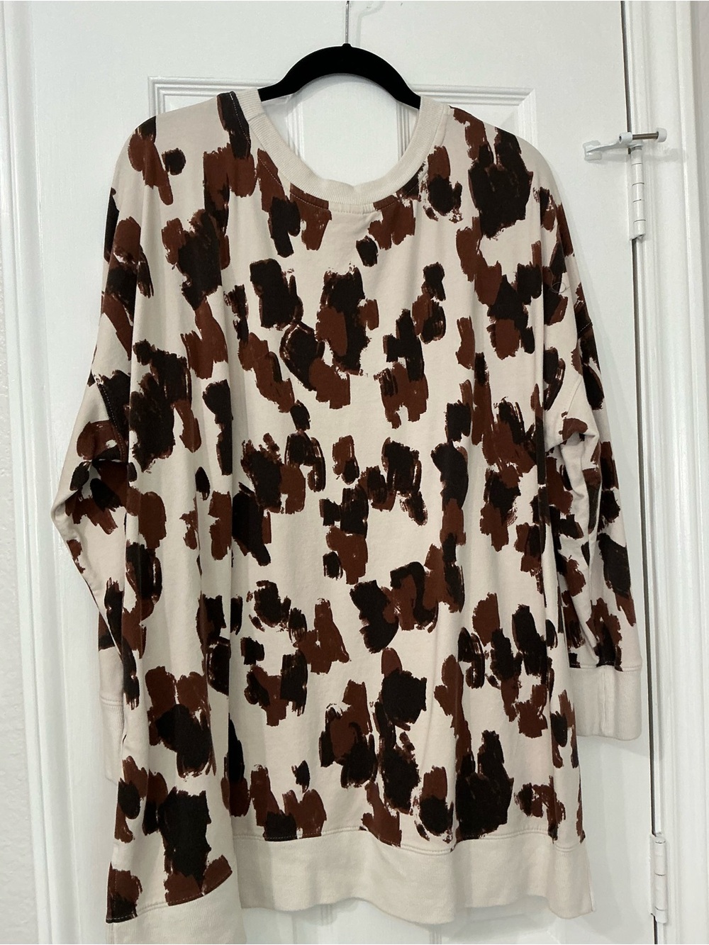 Women’s Cream and Brown Printed Pullover Sweater Hannah